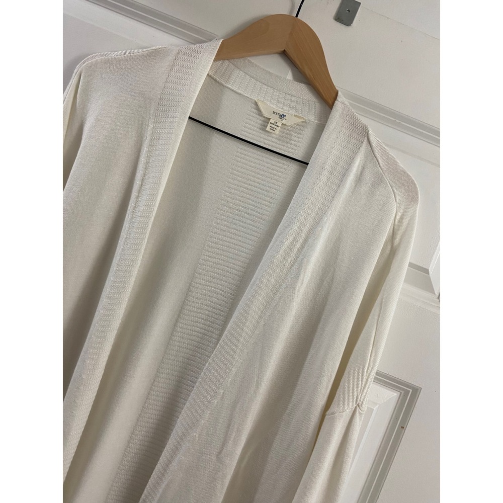 Terra & Sky Womens 3X Winter White Open Front Cardigan TS49315 Rayon cottage